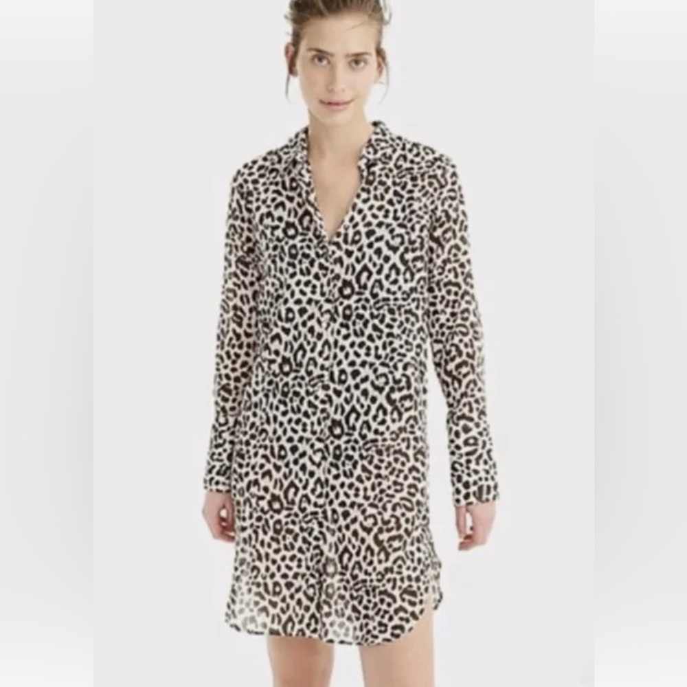J.Crew Animal Print Button Front Cover Up Beach Dress Size xs